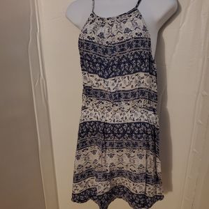 Blue floral high neck dress